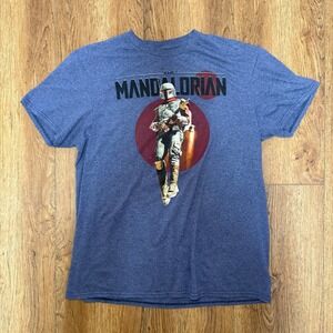 Star Wars The Mandalorian T Shirt Mens L Blue Mad Engine Graphic Bounty Hunter